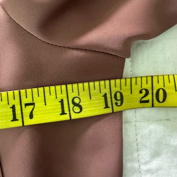 LACADEMIE Womens Shirt Dress Mauve Satin Maxi Belted Quiet Luxury Minimalist S - Picture 10 of 15